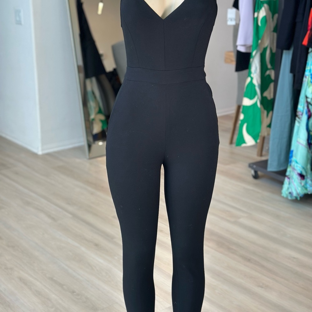 Guess by Marciano Black Sleeveless Jumpsuit with V-Neckline